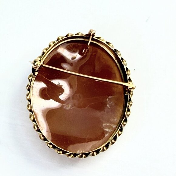 Antique 14K Gold Three Graces Shell Cameo Brooch JR1397